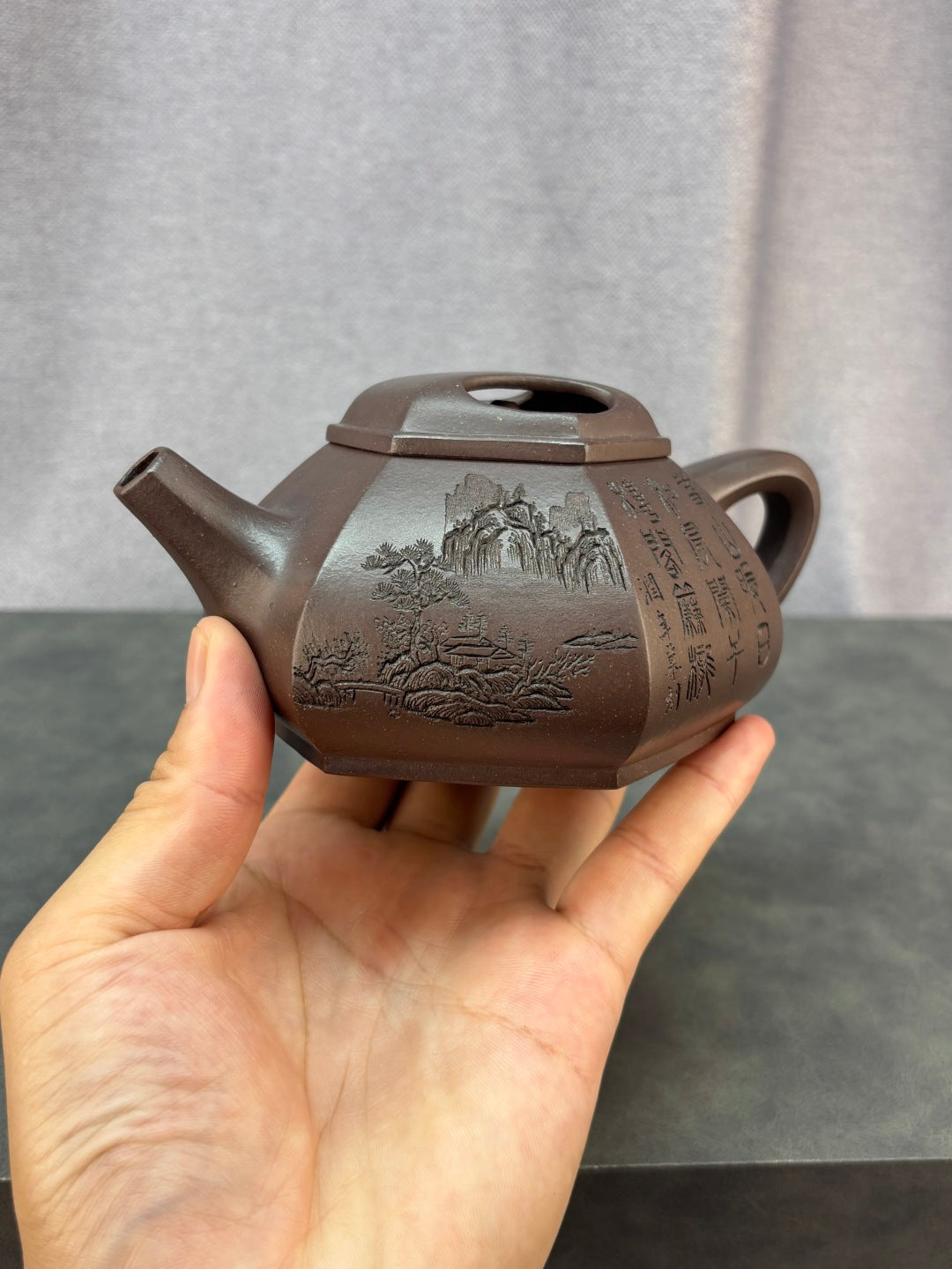 程辉大师《六方牛盖石瓢套组》收藏级重器 原矿乾隆青灰段泥·280cc