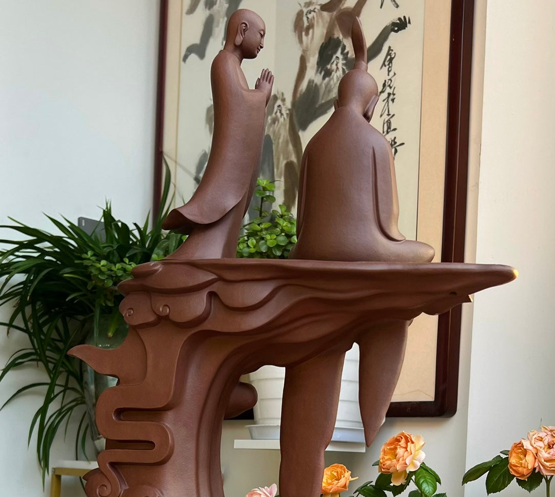【紫砂雕塑云水禅心 】名家精品 紫砂茶宠雕塑摆件 原矿紫泥