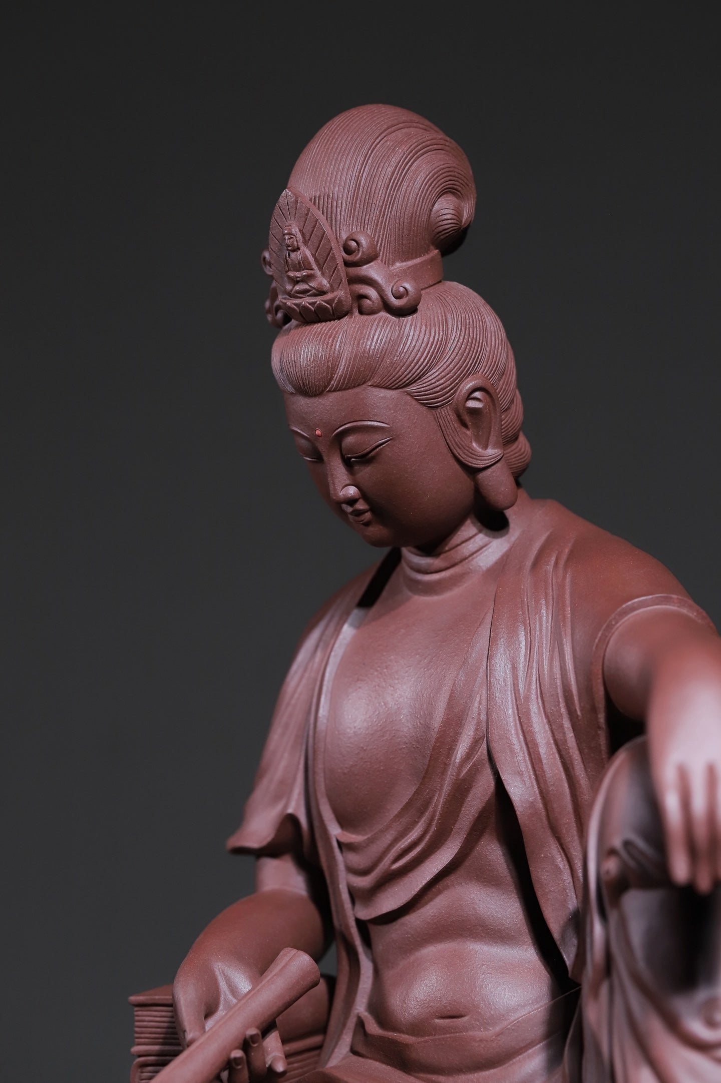 茶宠高货【最美观世音菩萨】紫泥粉老段泥 持经自在观音