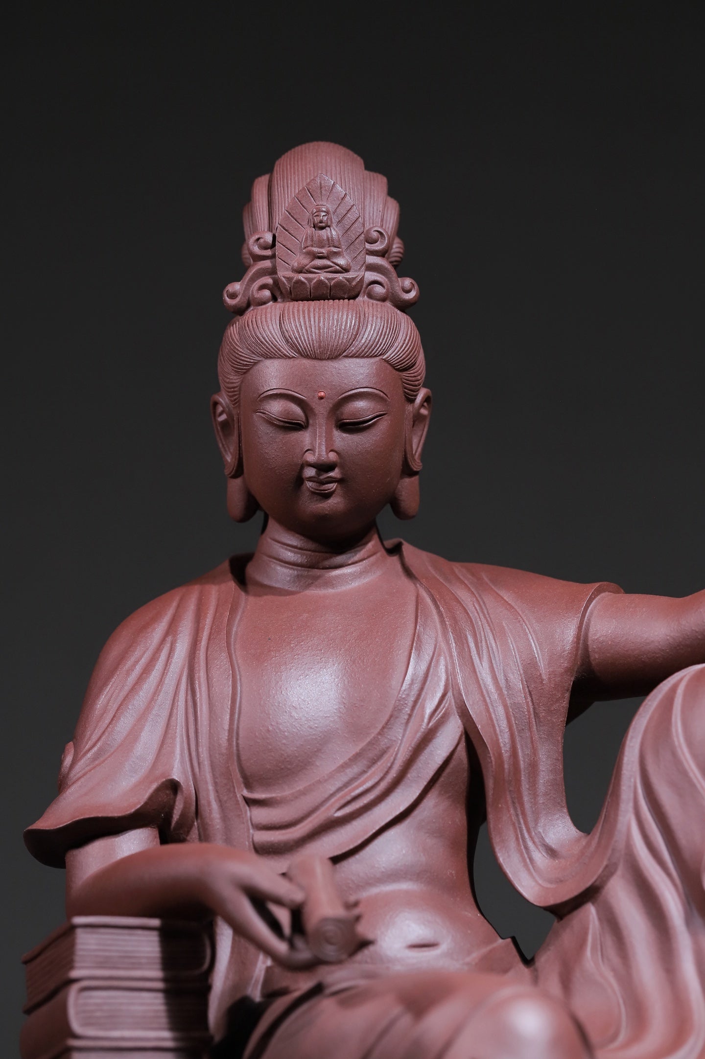 茶宠高货【最美观世音菩萨】紫泥粉老段泥 持经自在观音