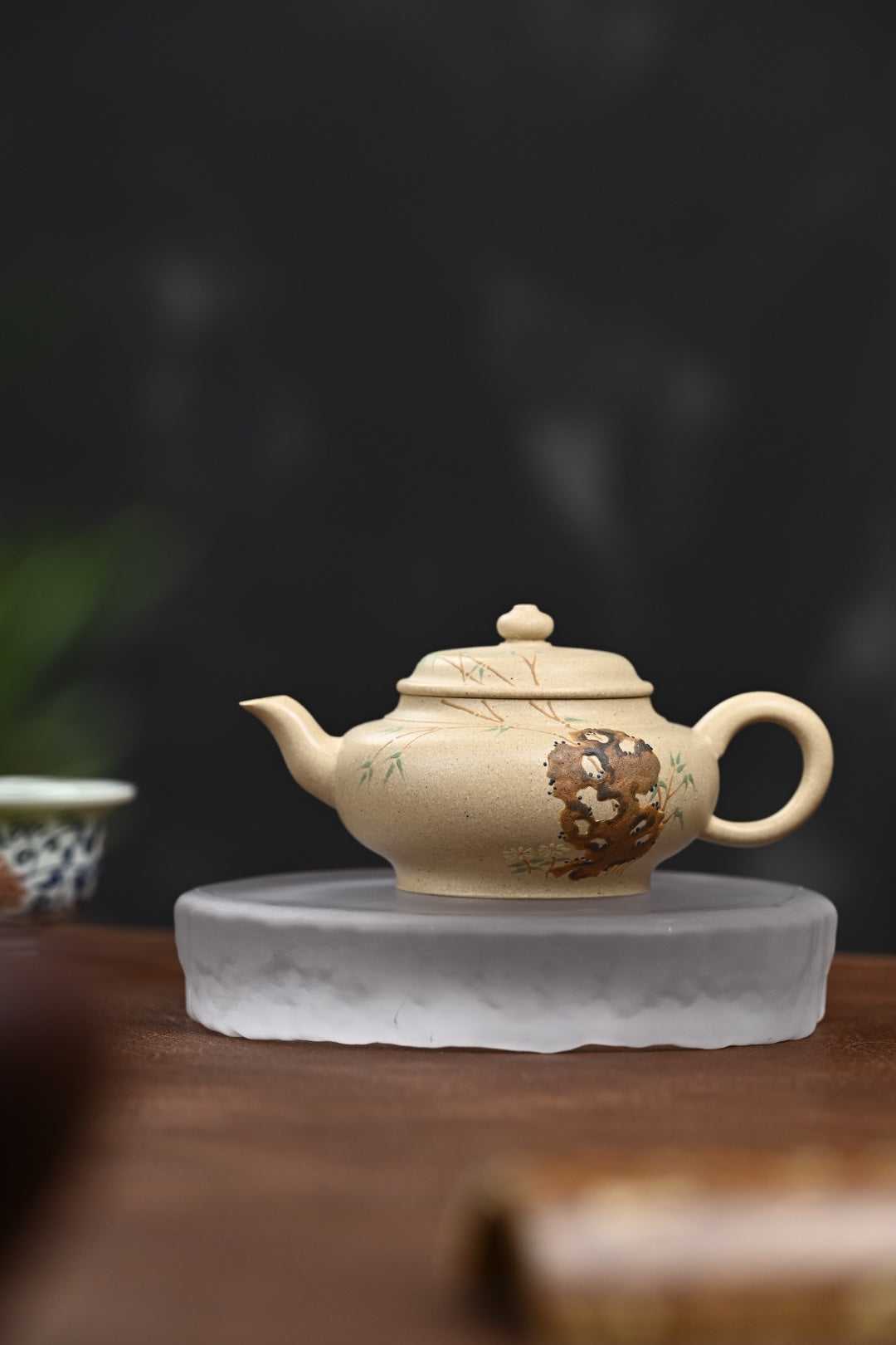 特惠· 『扁灯』 泥绘·本山绿·容量230cc·7孔出水·内推网孔