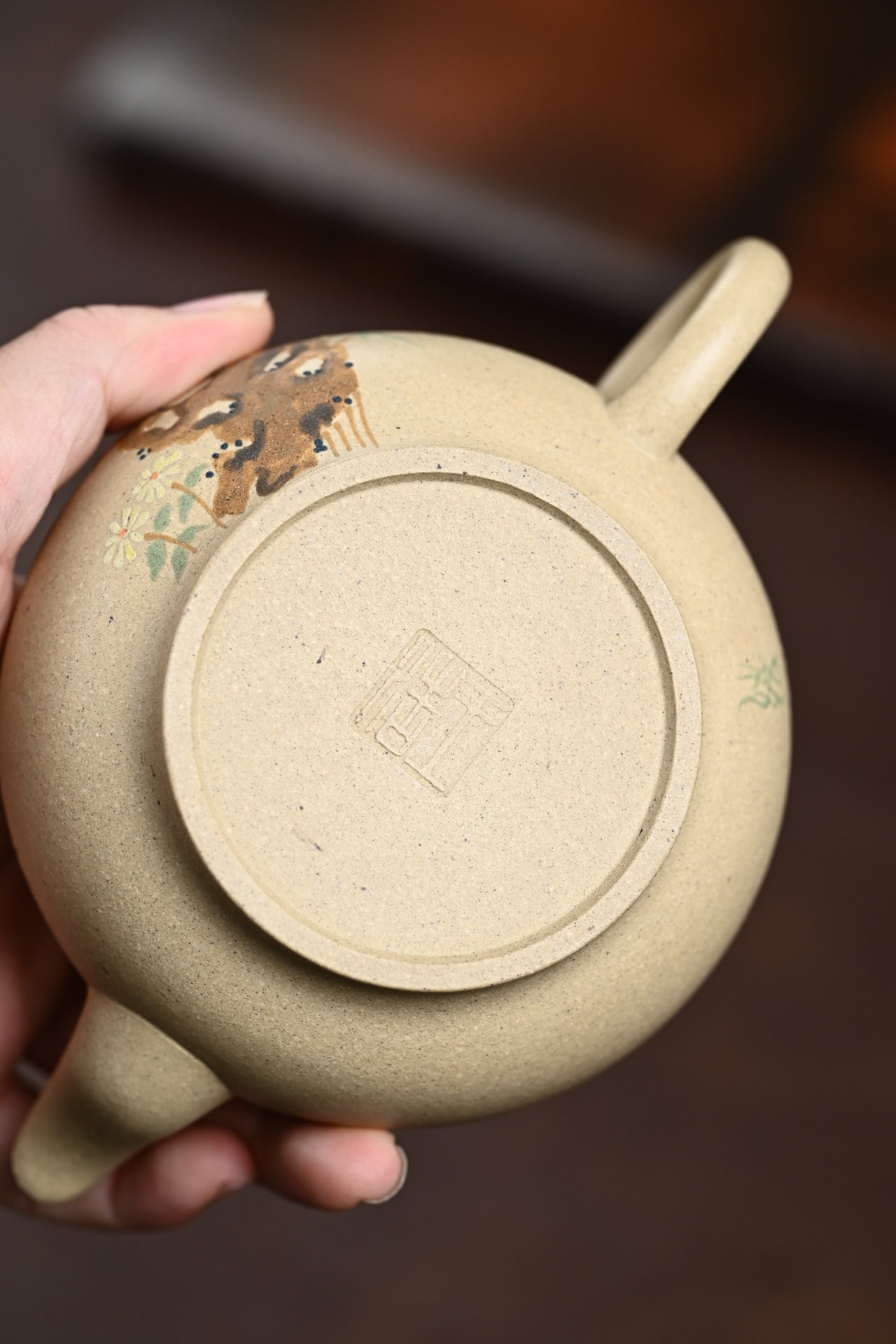 特惠· 『扁灯』 泥绘·本山绿·容量230cc·7孔出水·内推网孔