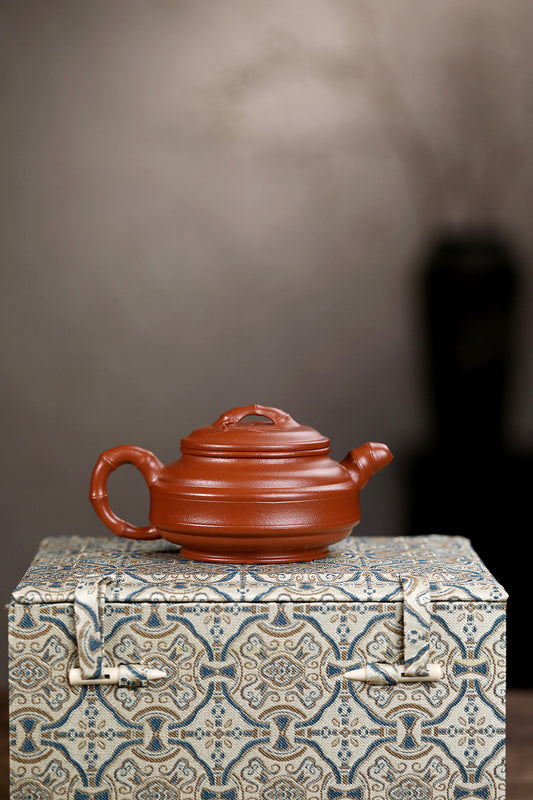 【双线竹鼓】 泥料小红泥 容量150cc 作者蒋鹏