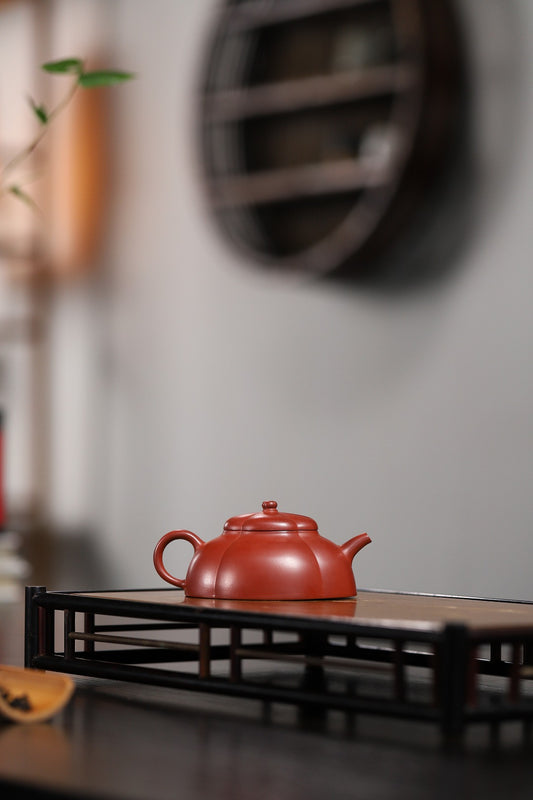 【筋纹海棠】 泥料原矿朱泥 容量130cc 孔数7孔