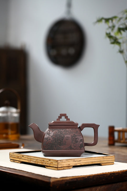 高工重器【四方桥鼎】 泥料原矿老紫泥 容量560cc·12孔出水