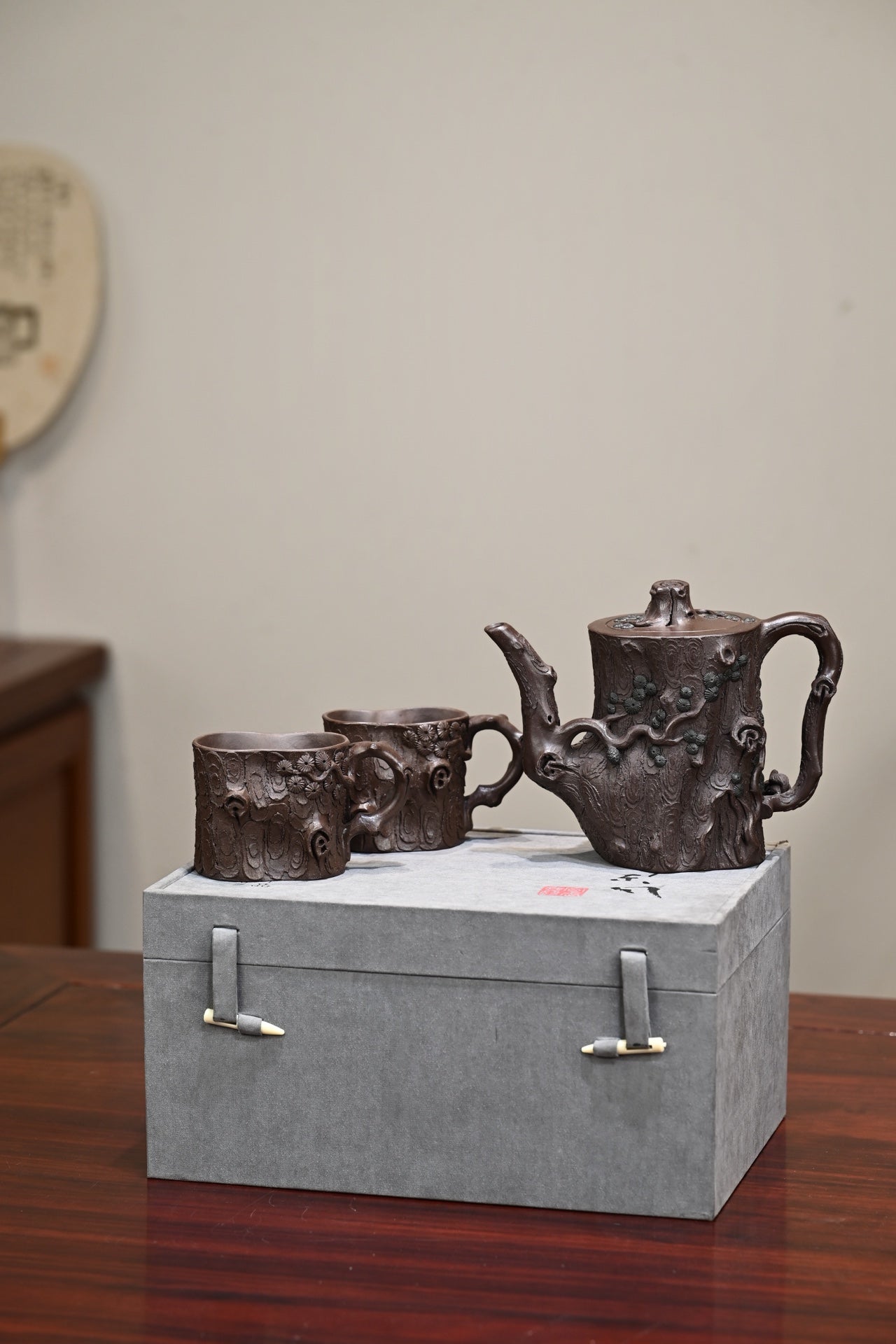 雲影套组·全手工 省大师桑黎兵作品(紫砂12精英)容量400cc/极品紫泥