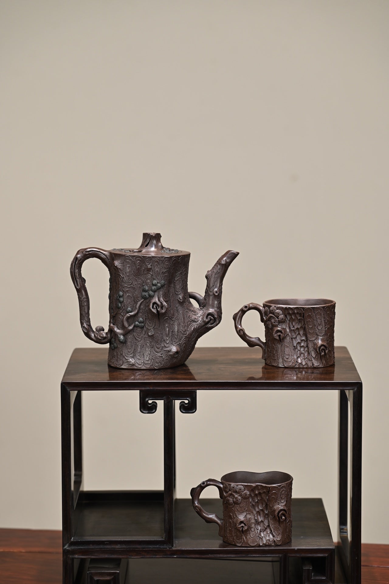 雲影套组·全手工 省大师桑黎兵作品(紫砂12精英)容量400cc/极品紫泥