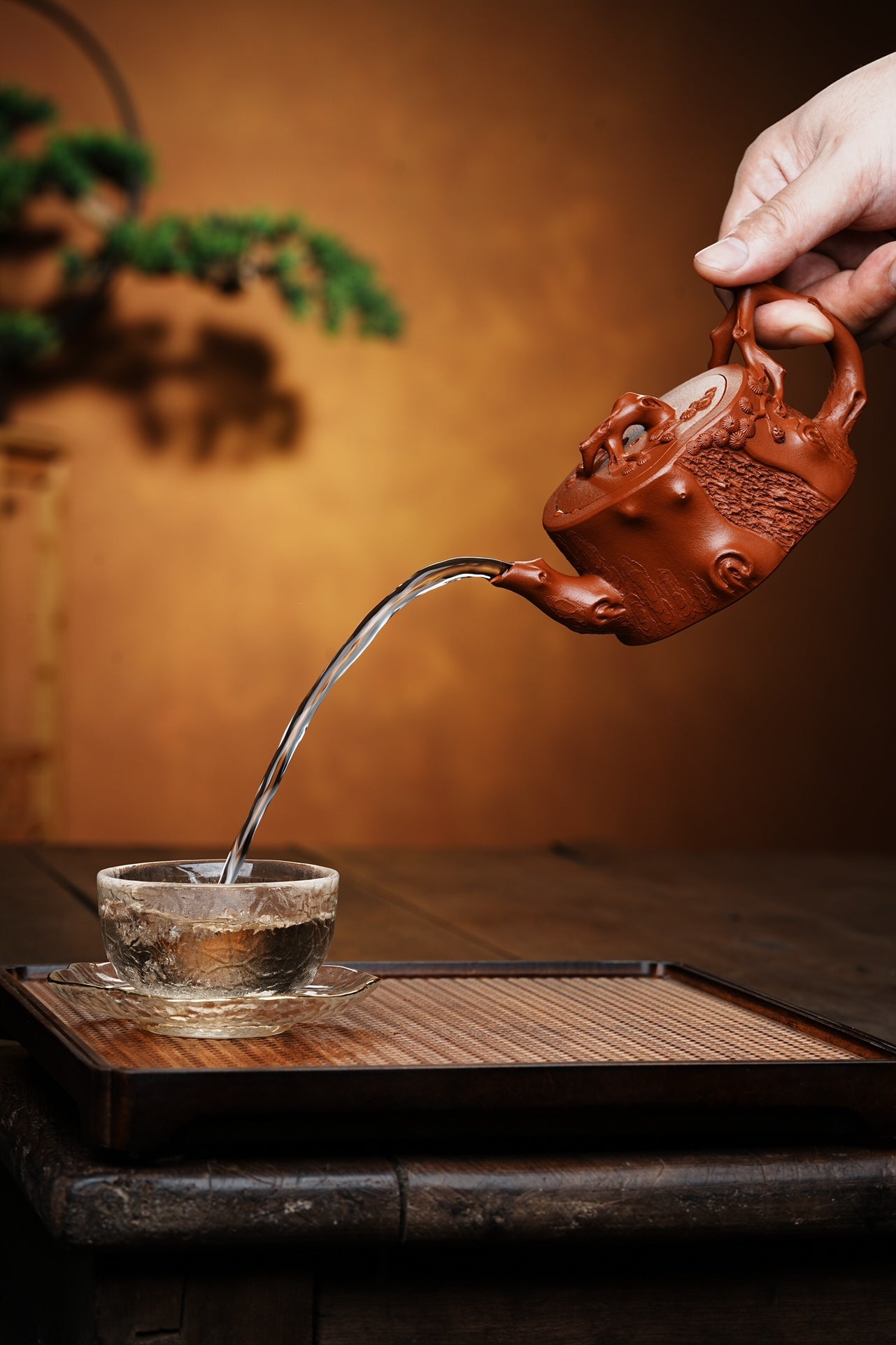 研高夏瑞娟老师倒把松桩 泥料贵妃朱泥190CC