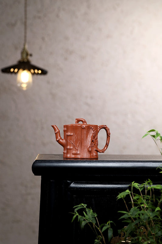 全手工 【岁寒三友】五层松皮 做工极其复杂 泥料~原矿朱泥240CC