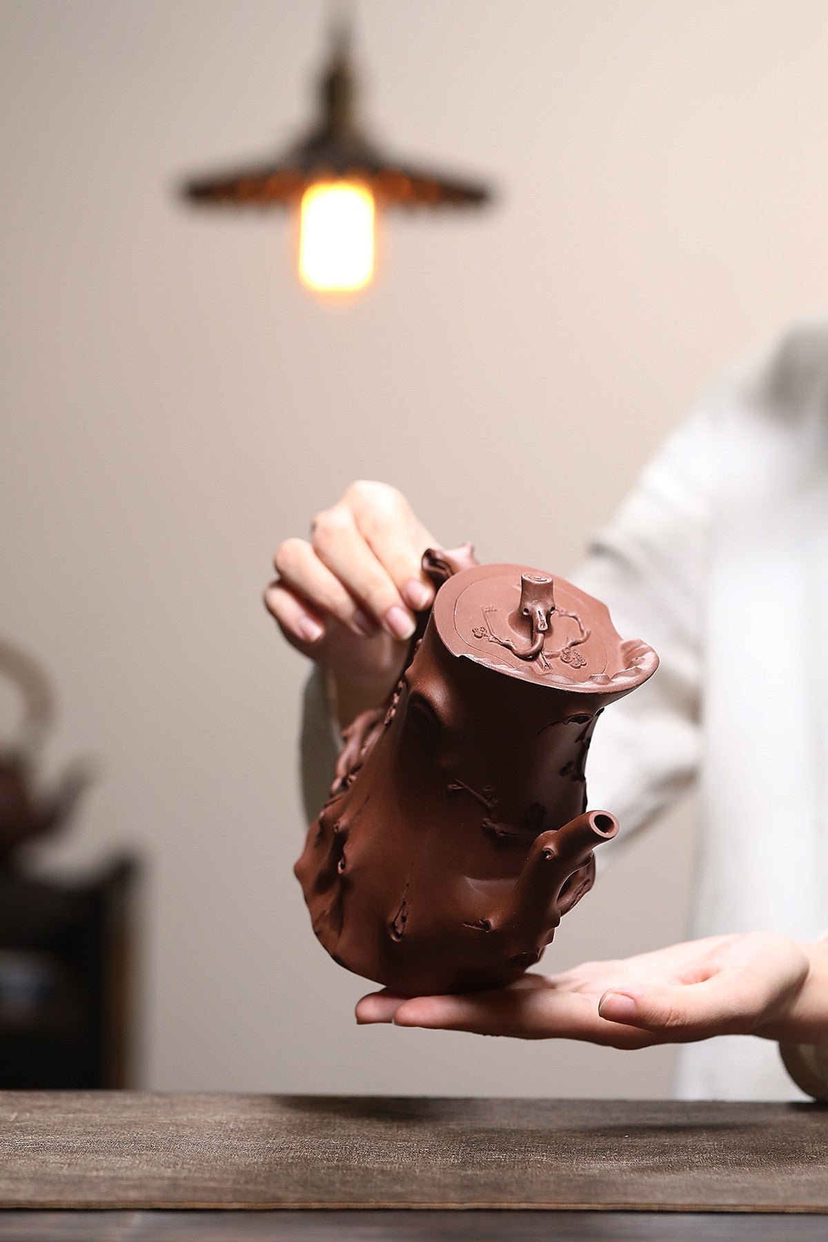 省大师勇淑英作品收藏【梅桩套组】 极品紫泥 600cc 江苏省陶瓷艺术大师