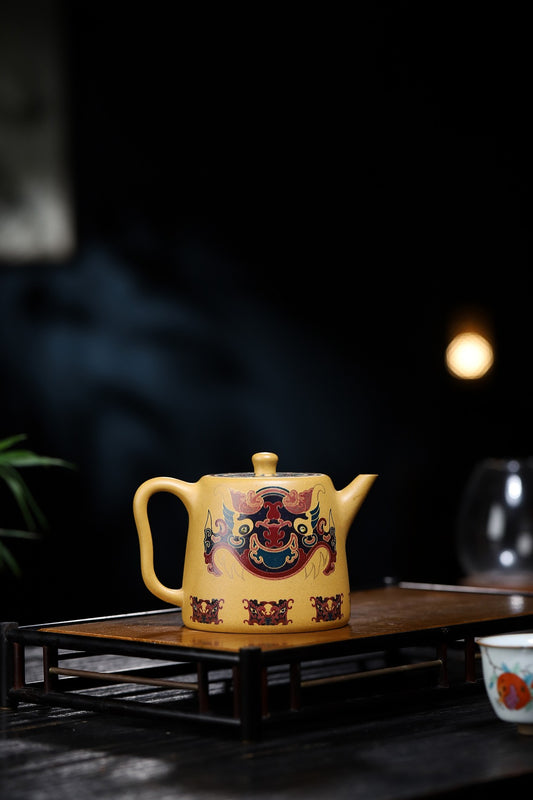 【井栏】 制壶万庆元(国家级高级工艺美术师)原矿黄金朱泥450CC