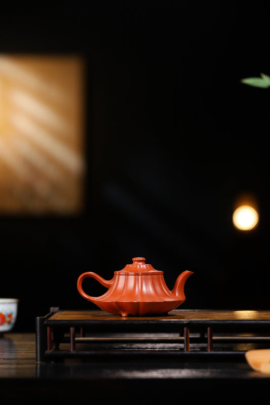 【筋纹云炉】 泥料原矿朱泥 容量 170cc 9孔