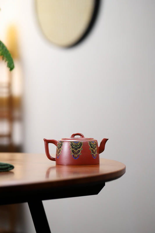 珐琅彩【井栏】 原矿朱泥 260cc 内推球孔