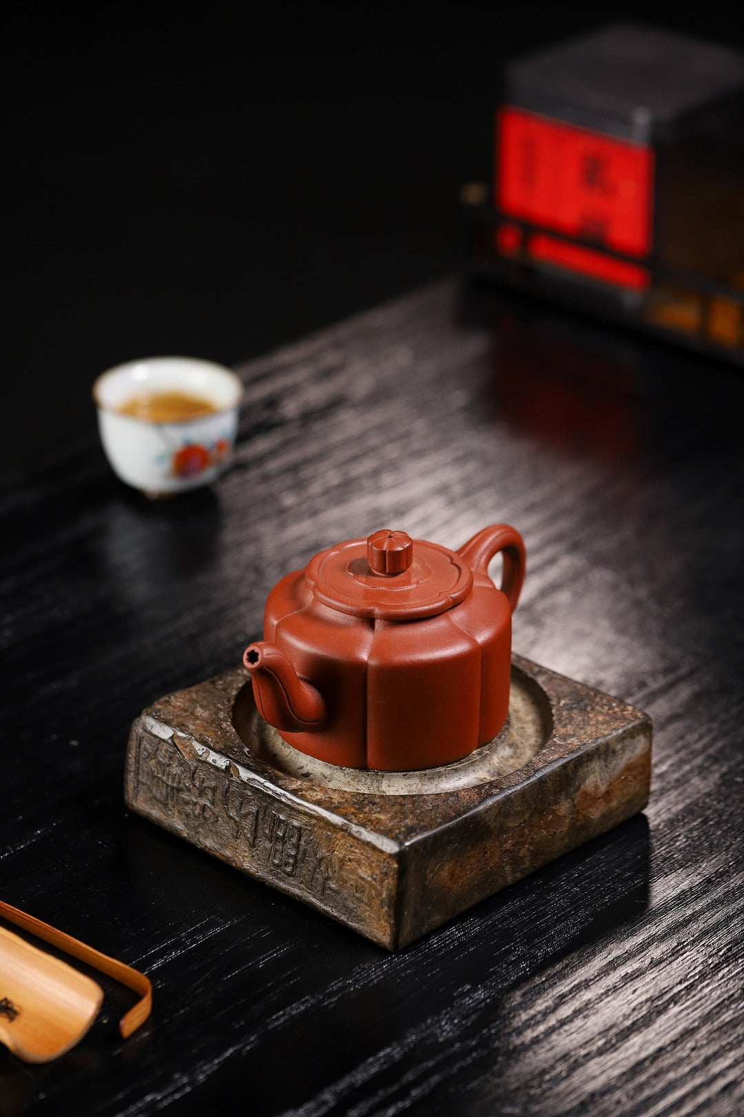 【梅花周盘】 泥料原矿红清水泥 容量280cc 9孔