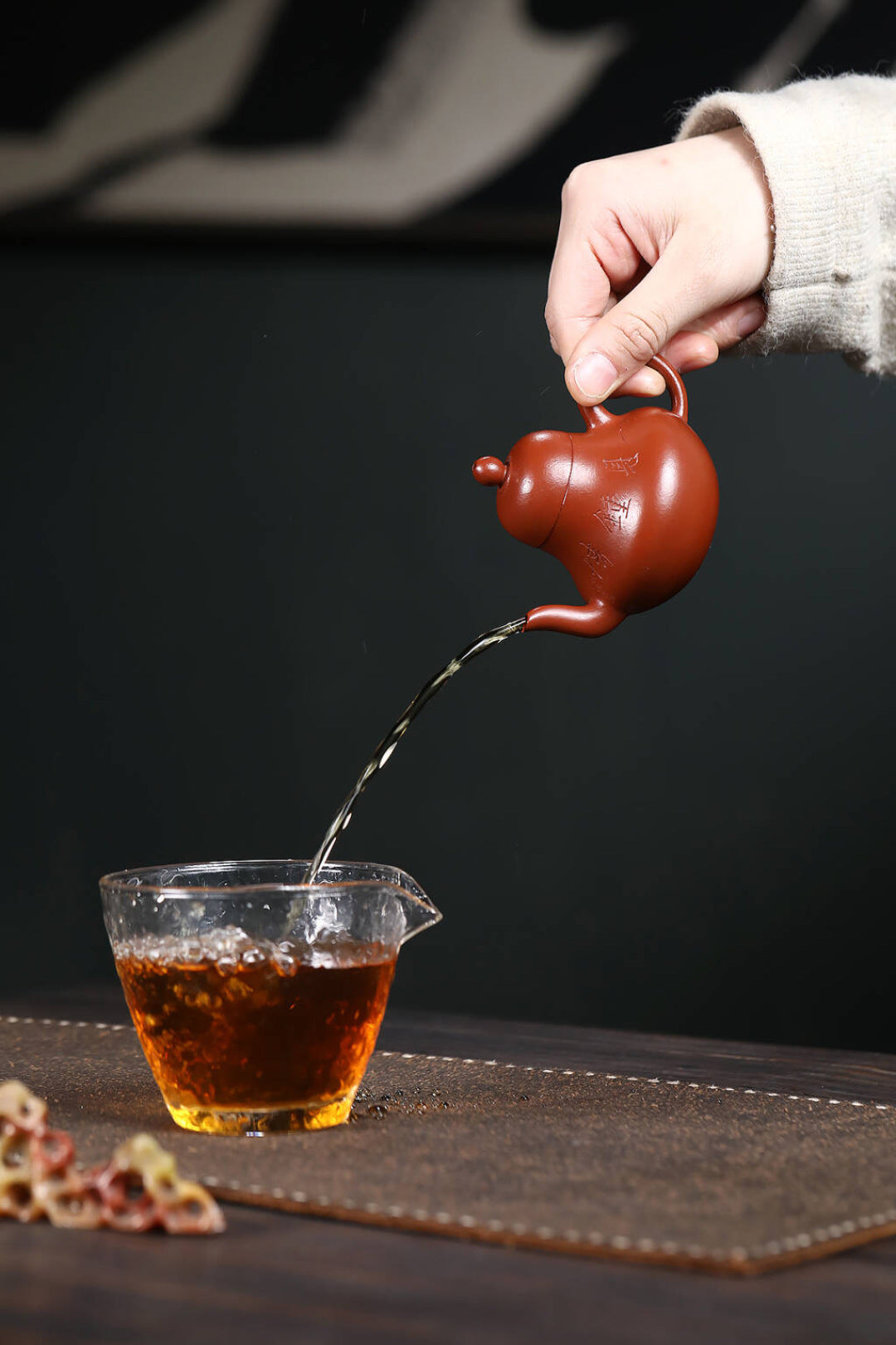 【思婷】光素器和刻绘品两款可选 极品三十目粗砂朱泥 110cc内推球孔出水