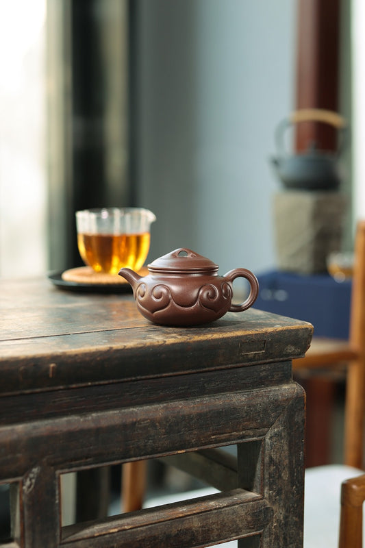 全手工【仿古如意】 原矿调砂紫泥 容量225cc孔数6孔