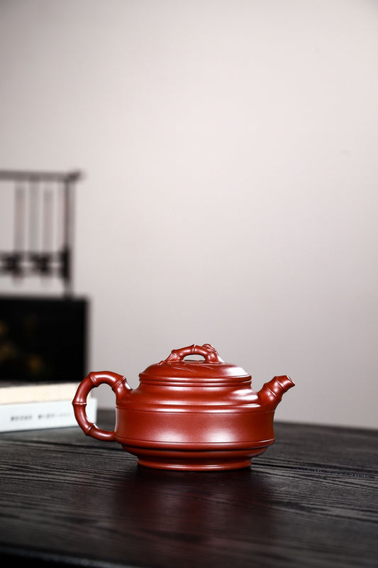 经典好壶 作品【双线竹鼓壶】 原矿优质大红袍 范老师制作 容量300cc