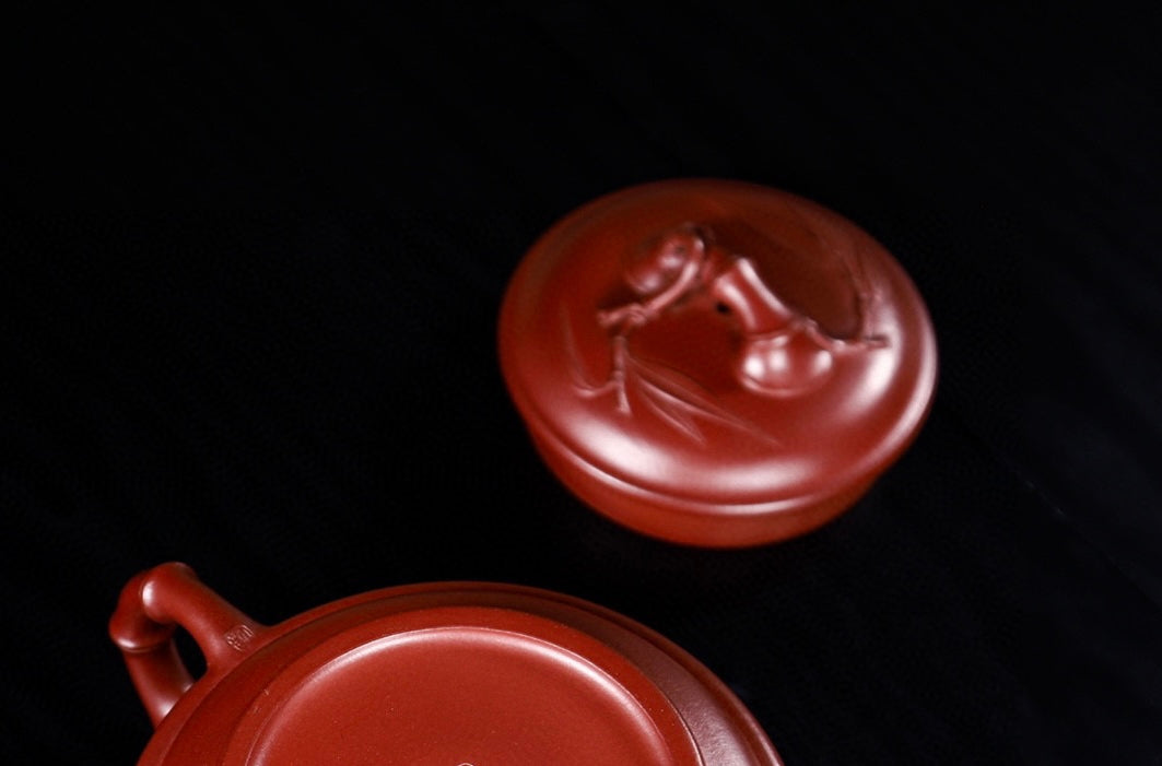 经典好壶 作品【双线竹鼓壶】 原矿优质大红袍 范老师制作 容量300cc