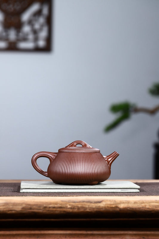 国工高蒋春帆老师 难度精品【筋纹石瓢】430cc 根据经典器型景舟石瓢壶演变而来