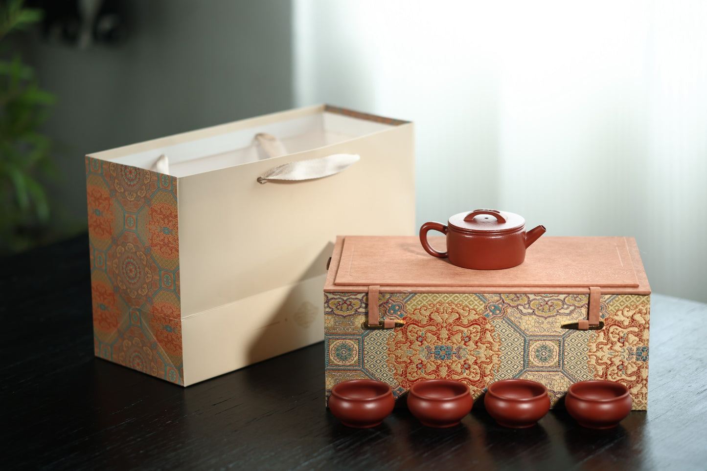 汉瓦套组 | 【优质粗砂朱泥·全手工·传统手制·容量130cc·实力派作品 一壶四杯】
