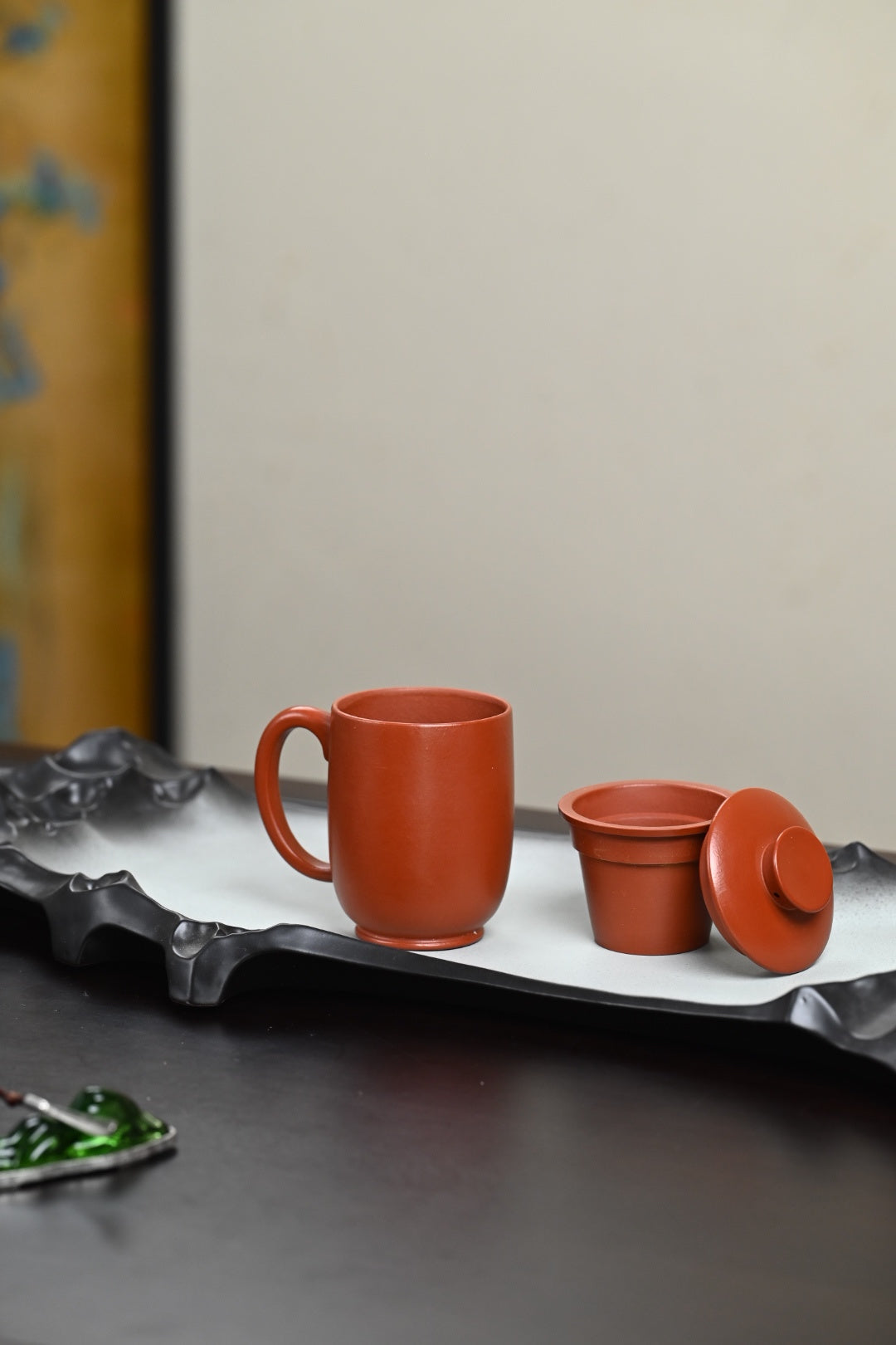 新品· 盖杯·极品皱皮朱泥·容量200cc·陈华军(国家级工艺美术师)