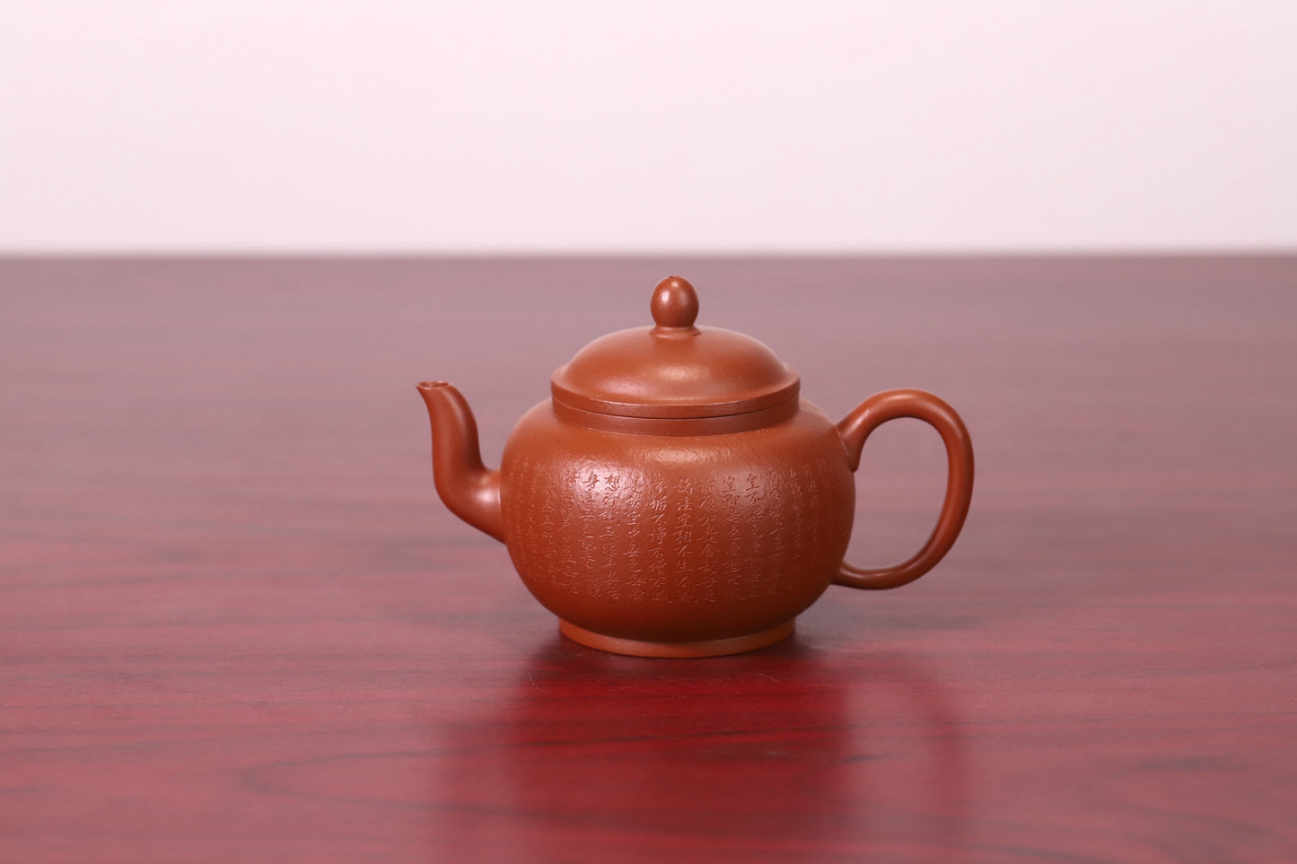 【宫灯壶·心经刻绘】原矿小煤窑朱泥全手制,曹丽云老师制 150cc玲珑体