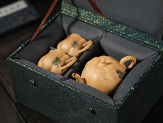 黄南瓜套组|【优质段泥·传统手制·全手制·仿生器·200cc·9孔·实力派作品一壶两杯】