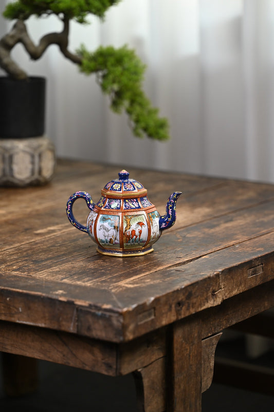 许冠新制壶新品【八宝宫灯】台西老料紫槽青手工精制,520cc 整壶呈八方形