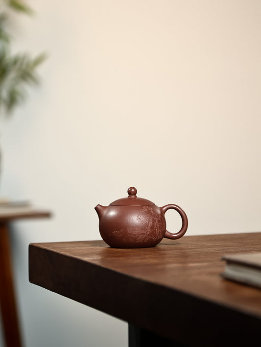 西施陶刻款【优质紫泥·传统手制·半手工·经典传统器·170cc·9孔·实力派作品】