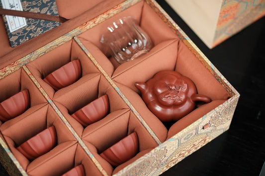 上合桃礼盒套组【传统手制 优质朱泥 筋纹器容量200cc 民间实力派作品 一壶六杯】