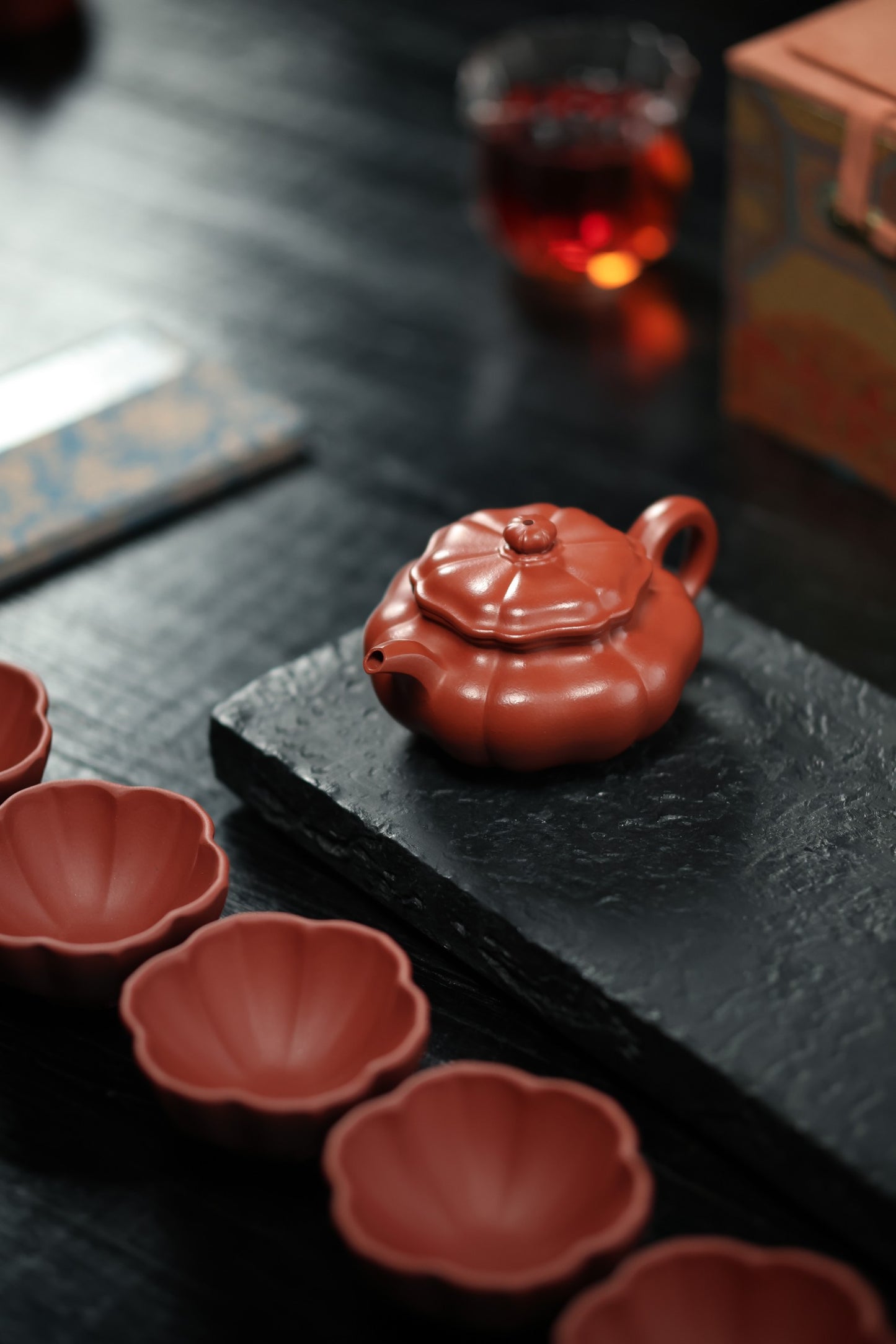 葵仿古礼盒套组【优质朱泥 全手工 筋纹器 民间实力派作品150cc 一壶六杯 】