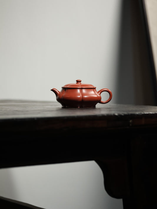 菱花明炉【全手工· 传统手制· 筋纹器 ·优质朱泥·180cc·14孔· 民间实力派】