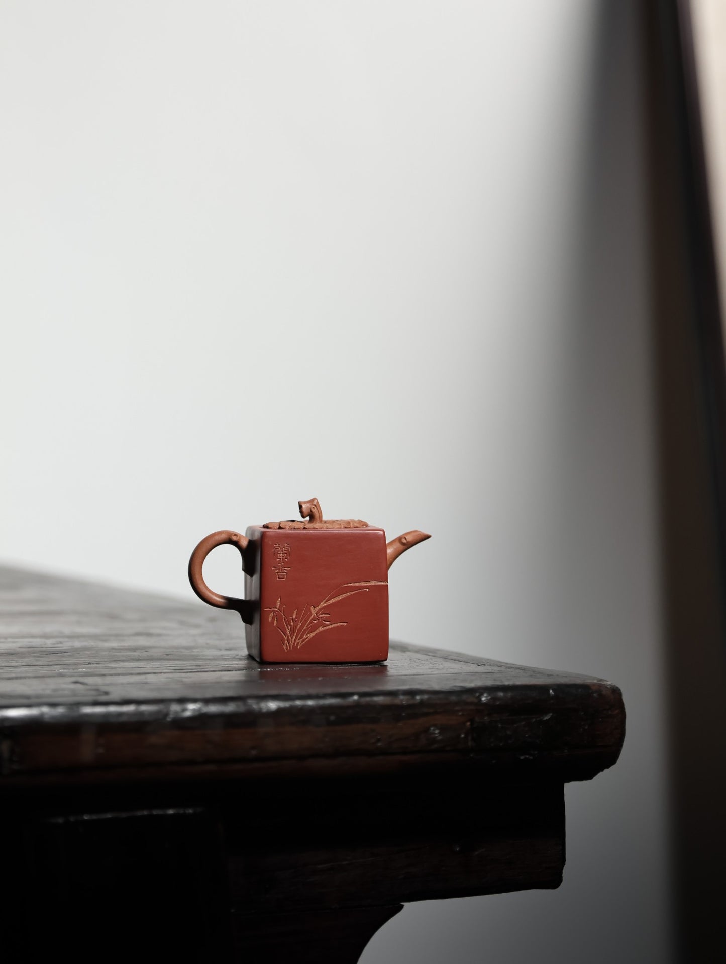 方柿子壶【精工手制·全手工·仿生器·100cc·降坡泥内胎粉浆 方器 手工刻绘刻绘】