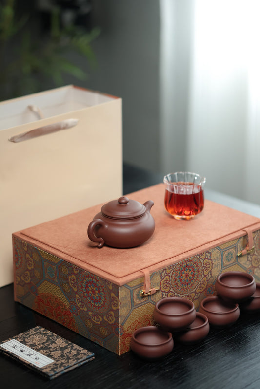 仿古礼盒套组 | 【半手工·手制··优质紫泥 220cc民间实力派 一壶六杯 】