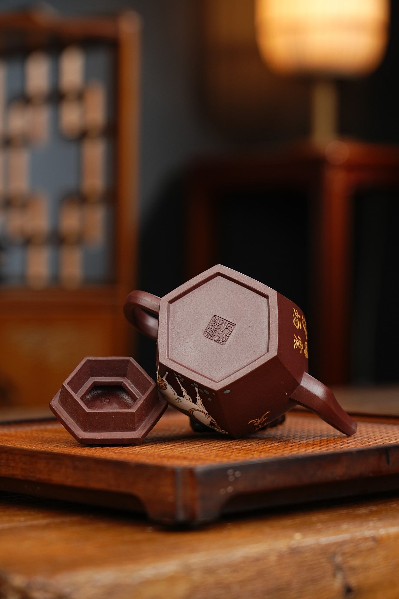 新品【六方宫灯】 紫茄泥 280cc 作者:邵方军(国家级工艺美术师)手工制作