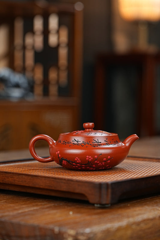 双工新品【扁腹】邵氏朱泥 170cc 邵方军(国家级工艺美术师)全手工制作