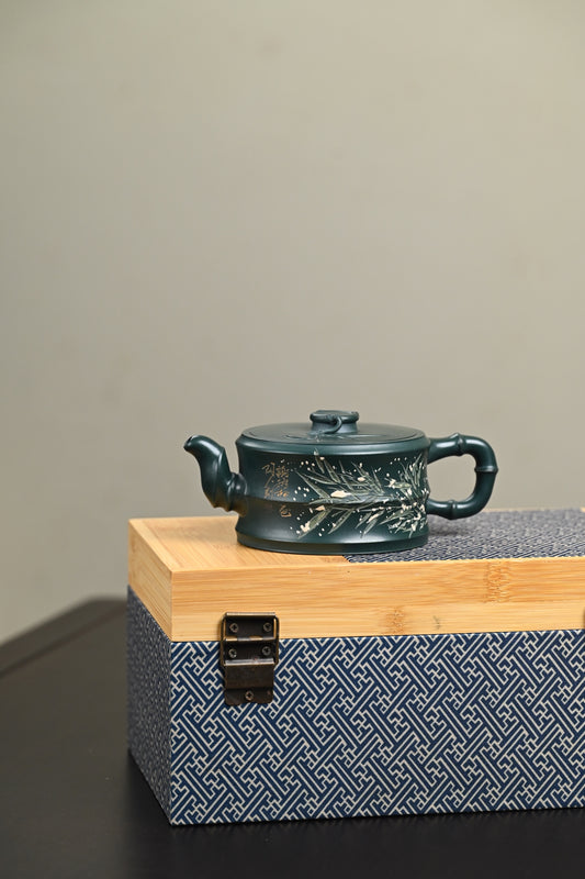 研高· 『雪竹』 景舟绿泥·容量230cc·14孔出水·黄自英(研究员级高级工艺美术师)