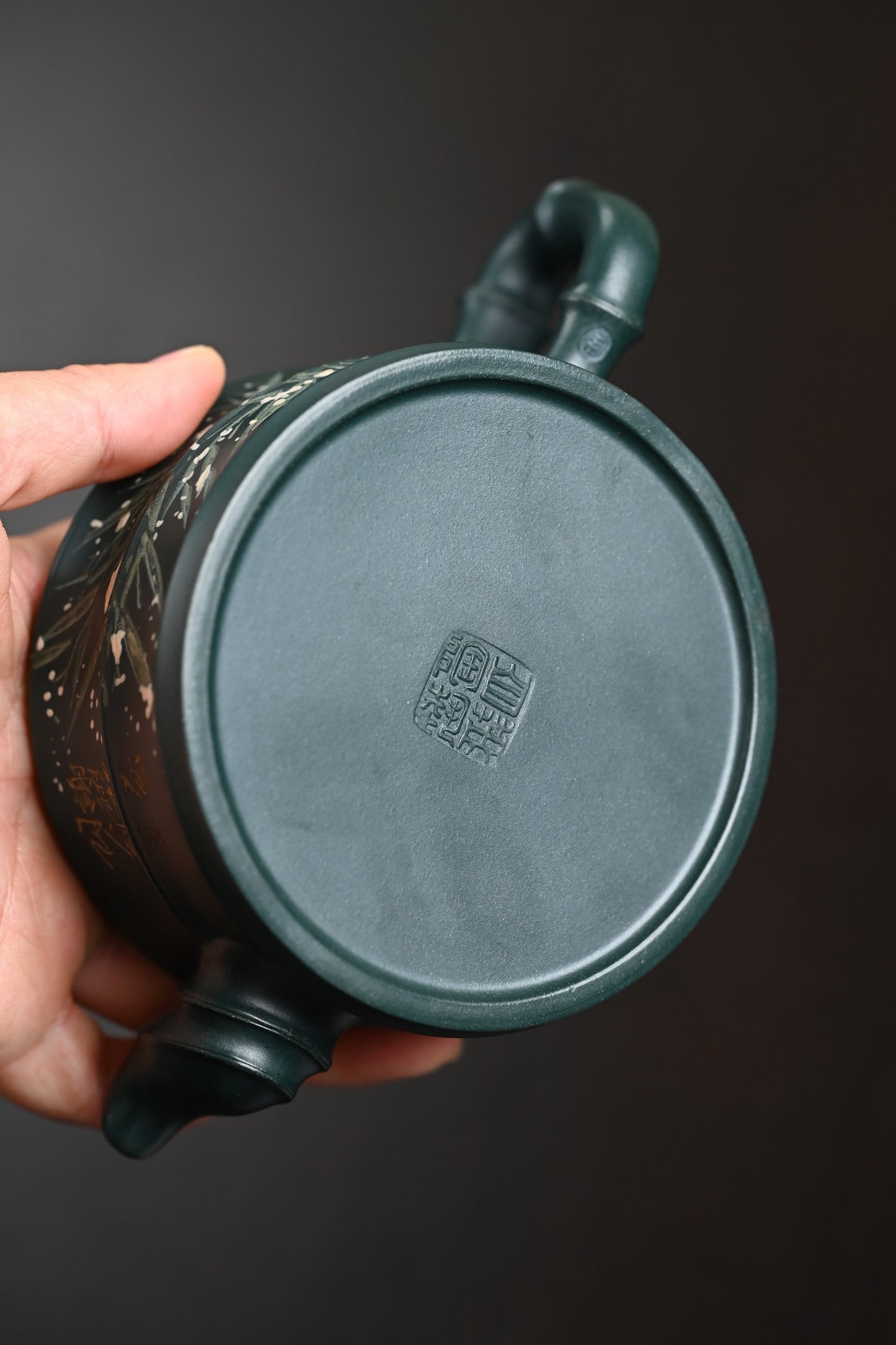 研高· 『雪竹』 景舟绿泥·容量230cc·14孔出水·黄自英(研究员级高级工艺美术师)