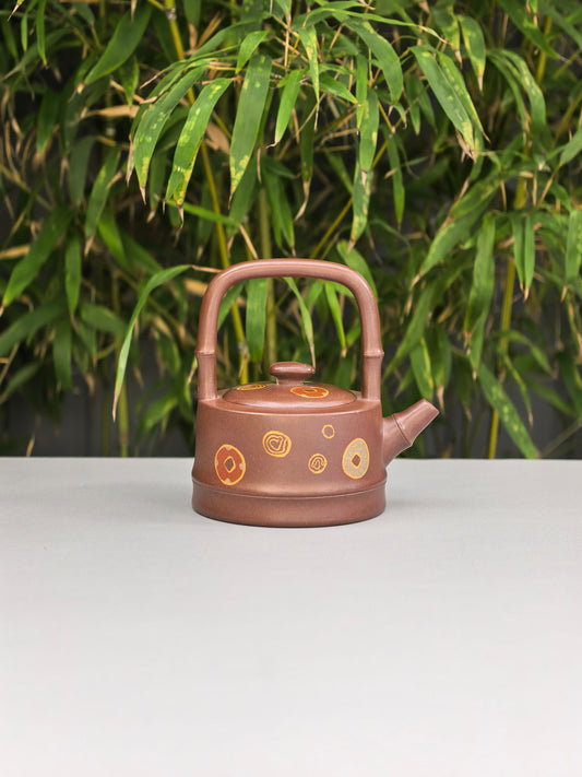 范泽锋高徒·省大师邱爽紫砂潜力重器【节节高升提梁】原矿优质老紫泥·180cc