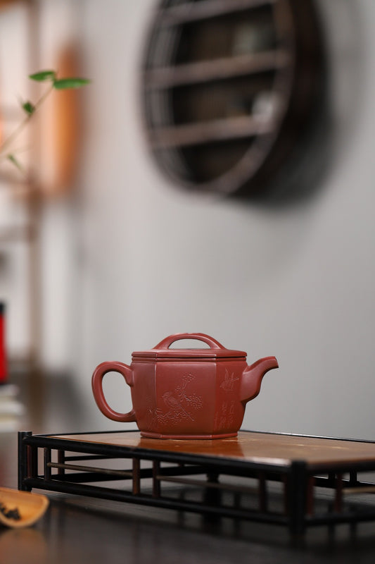 【六方汉瓦】 顾建军(国家级工艺美术师) 原矿紫泥 260cc 孔数14孔