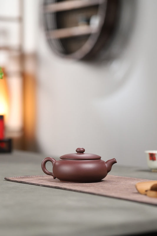 【扁腹】欧侠(国家级工艺美术员) 原矿紫泥 240cc 孔数10孔