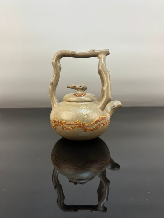 范泽锋嫡传·省大师邱爽紫砂潜力重器【东坡提梁壶】原矿极品蟹壳青段泥·250cc