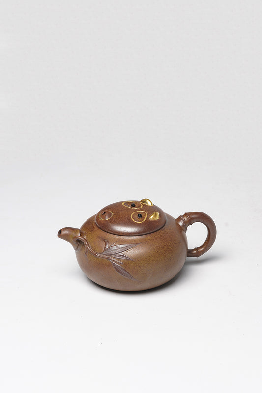 紫砂非遗花器泰斗·蒋蓉唯一嫡传|蒋艺华亲制臻品【胸有成竹壶】原矿极品黄金段柴烧·180cc