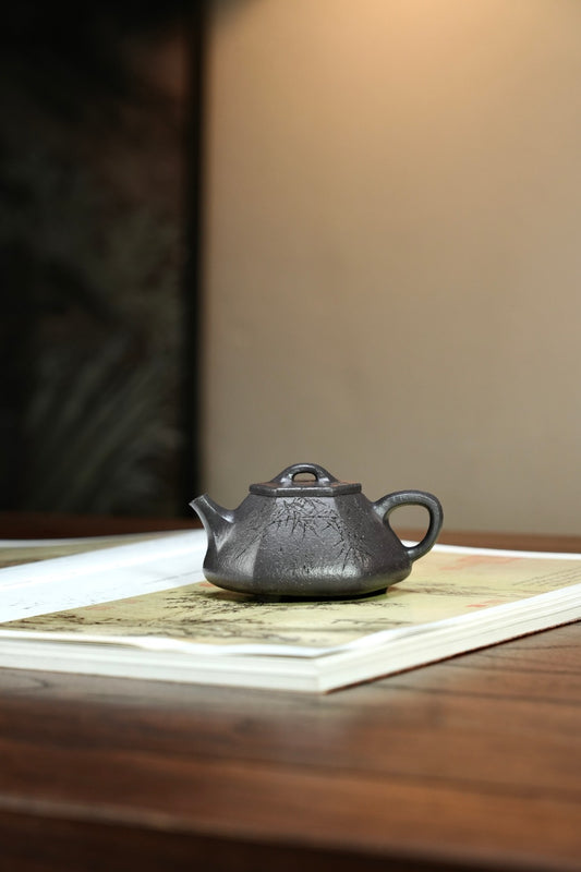 紫砂80后方器巨匠·耿浩巅峰之作《心舟石瓢壶》原矿极品天清泥·190cc