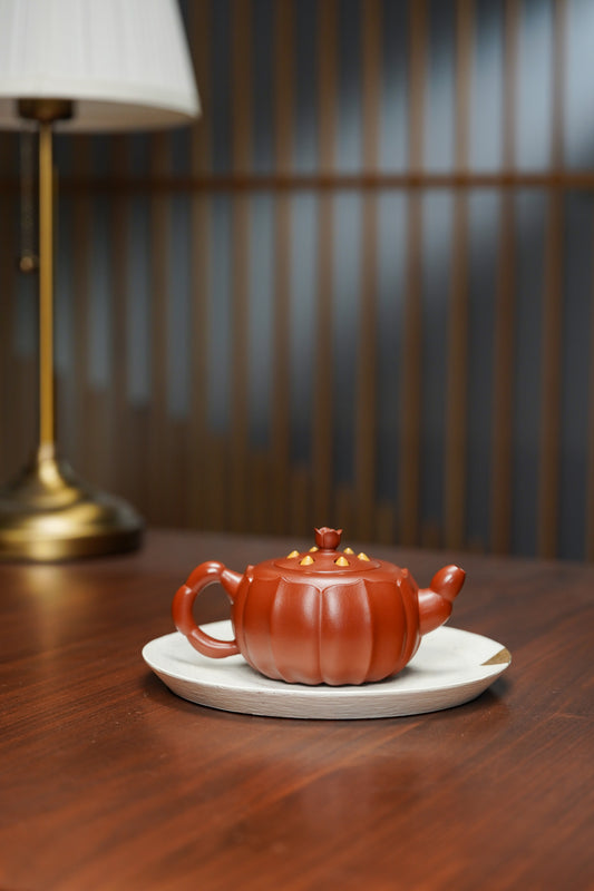 紫砂非遗花器泰斗·蒋蓉唯一嫡传|蒋艺华亲制巅峰臻品【莲子壶】原矿极品大红袍+黄金段·270cc