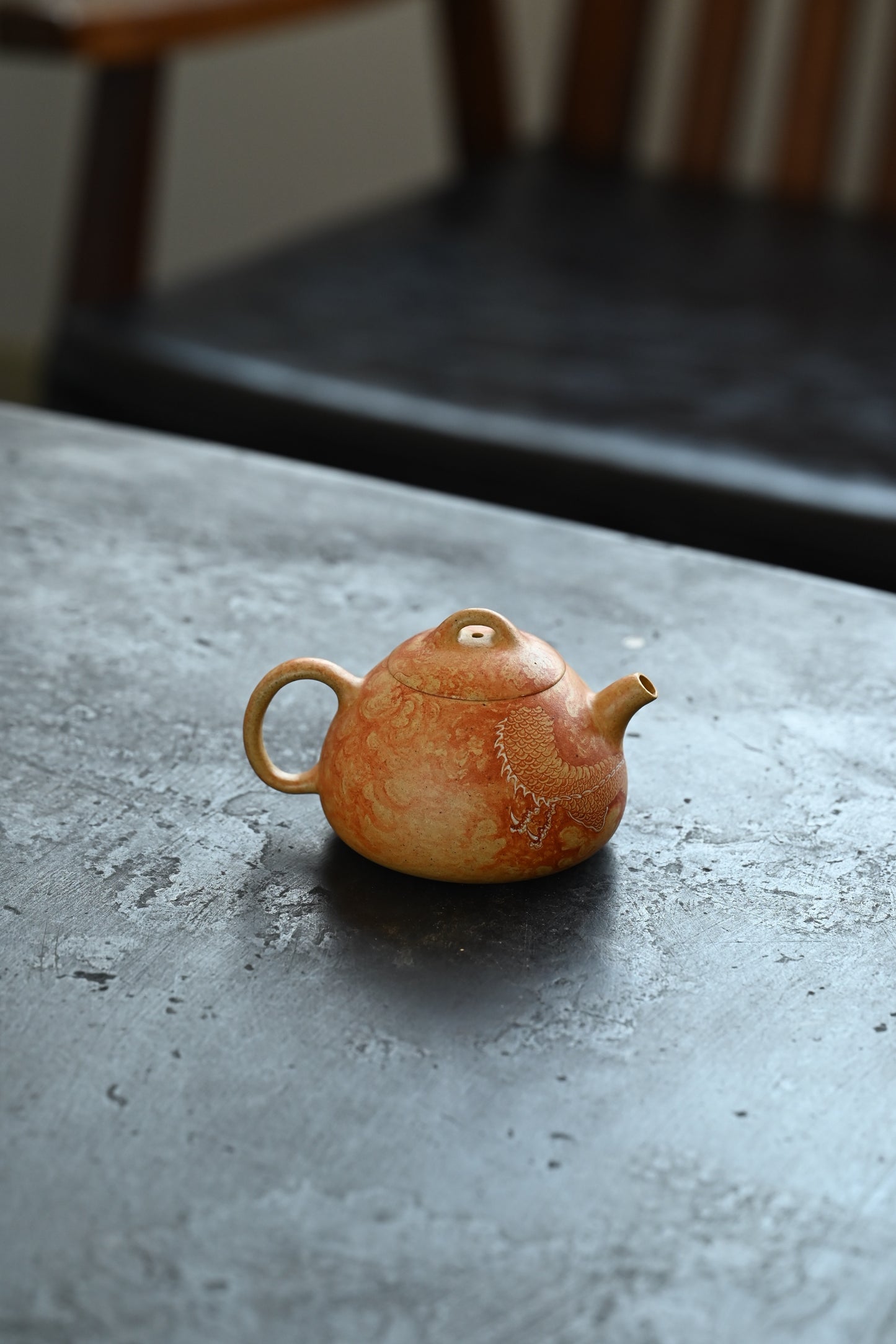 明式秦权·祥龙渐出·原创 /卓金工匠顶级矾红作品/容量160cc/原矿段泥