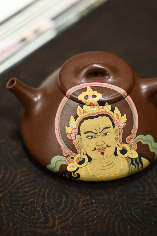 子冶石瓢·全手工 王超鹏刻财神经大拍陶手雷罡作品(师承范伟群)容量260cc/家藏底槽清
