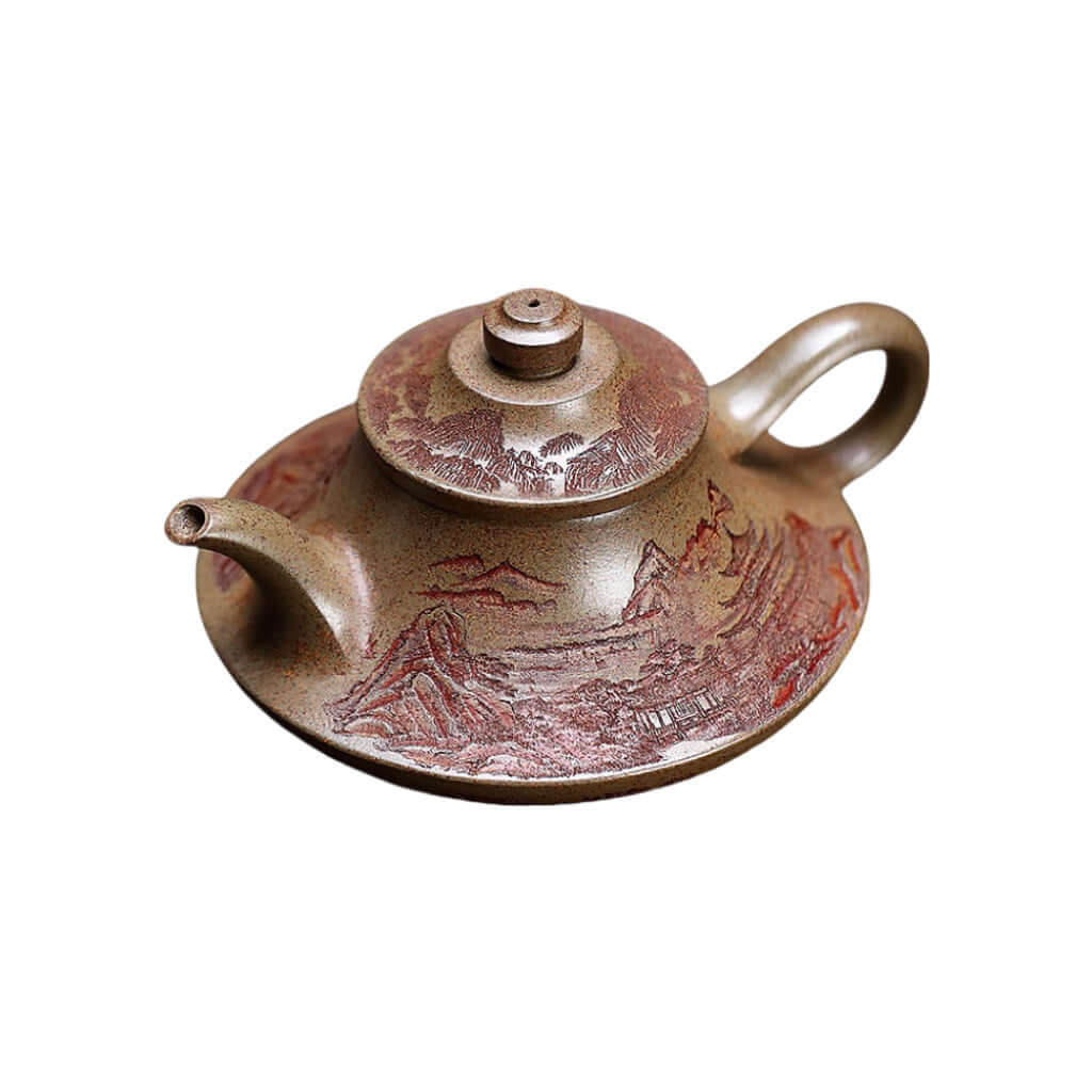 Handmade Yixing purple sand teapot with intricate design, ideal for Kung Fu tea ceremonies and home use.
