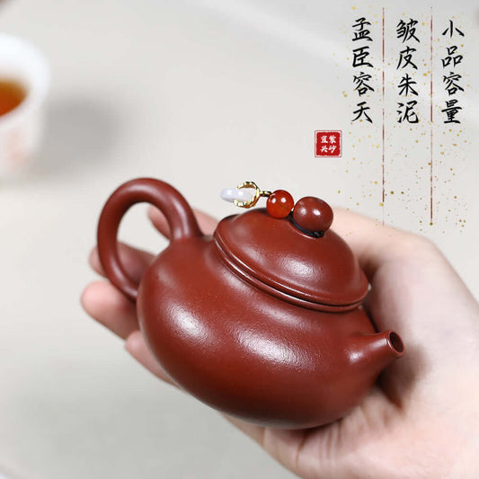 Handmade Yixing purple sand teapot with original wrinkled design, perfect for Kung Fu tea sets.