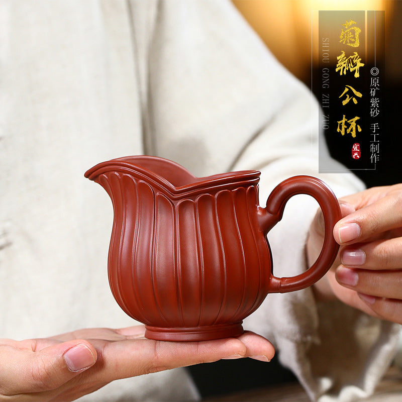 宜兴紫砂茶具260CC品质款分茶器 大红袍菊瓣公道杯纯手工制作